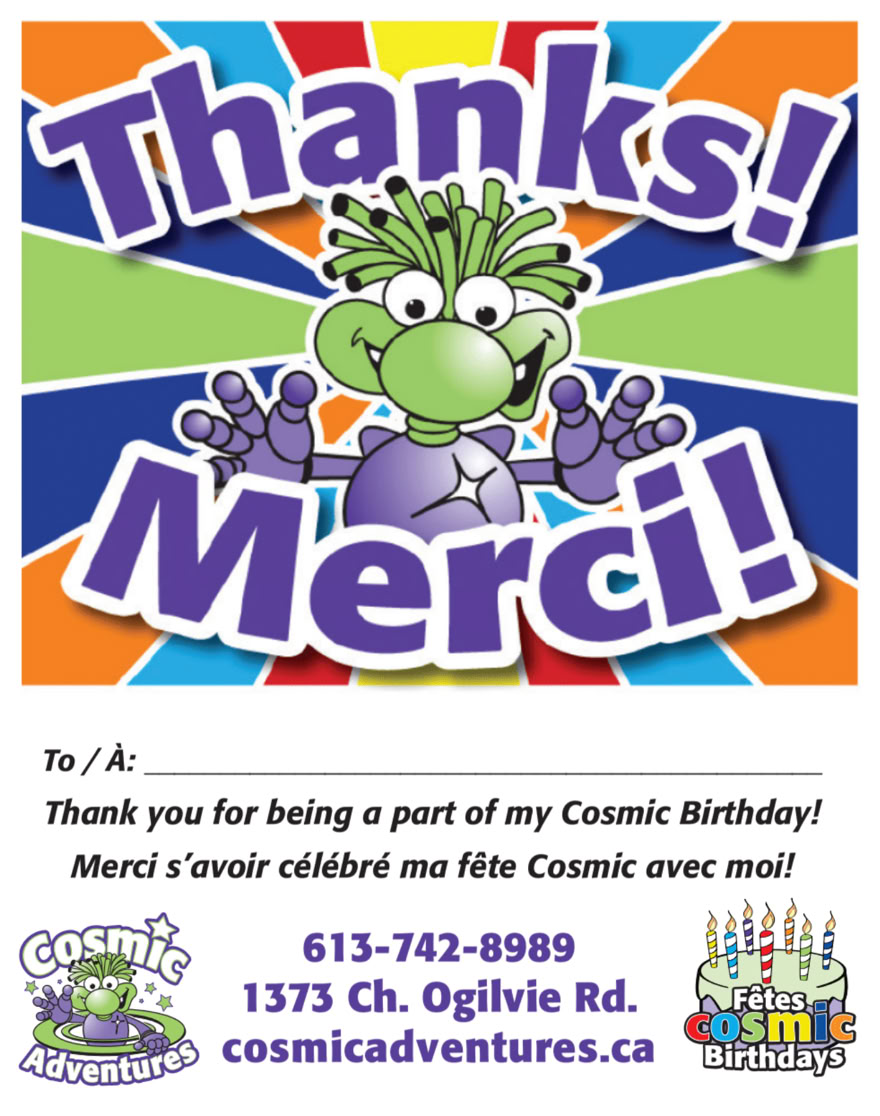 Cosmic Adventures Birthday Thankyou Cards