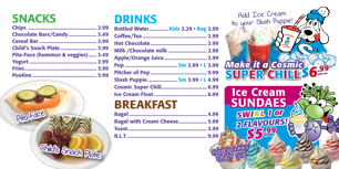 Cosmic Adventures Galaxy Grill Menu Board