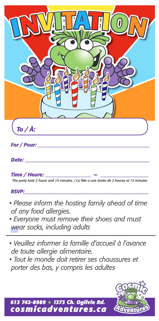 Cosmic Adventures Birthday Invites